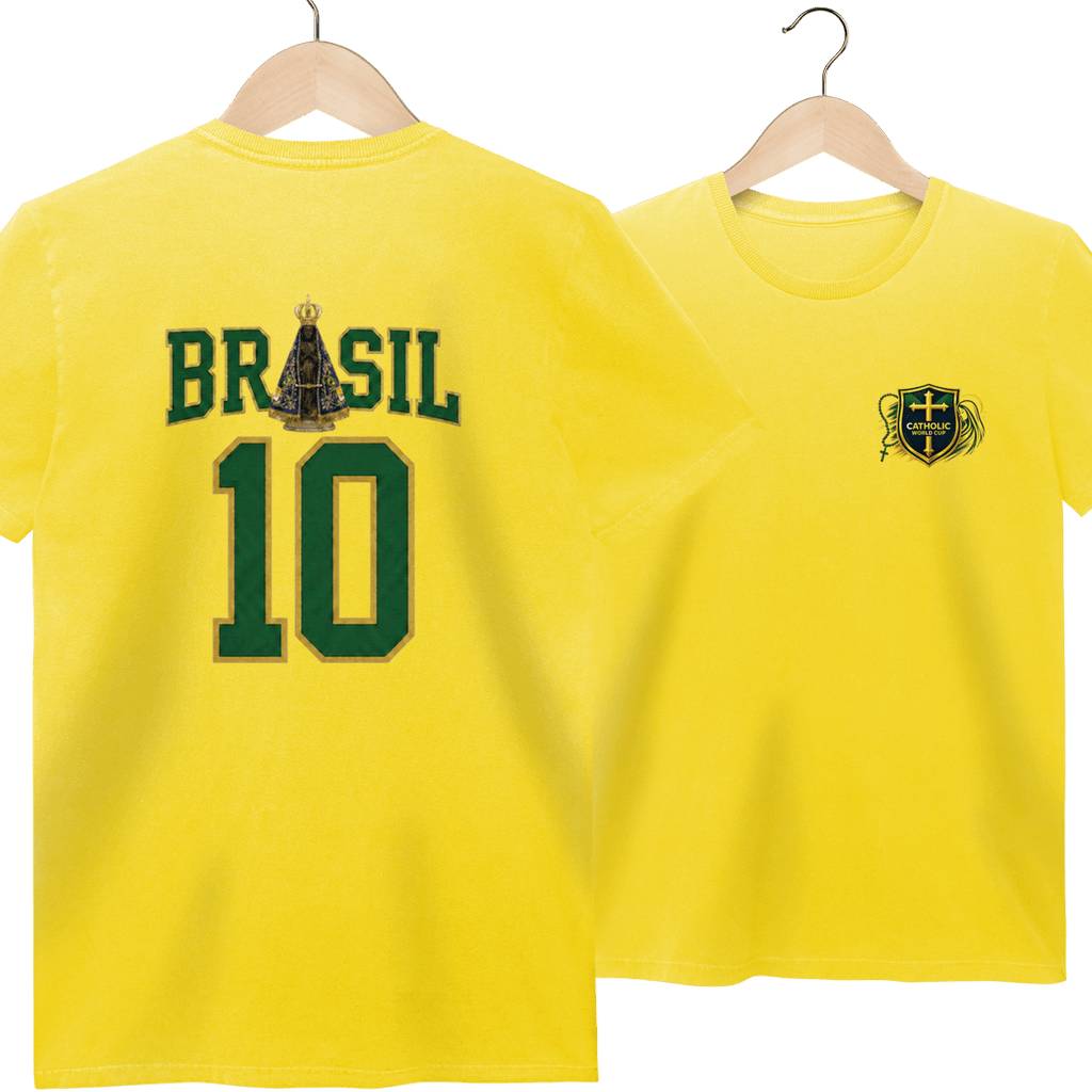 Brasil de Fé | Camisa 10 Adulto Estonada – Coleção 2026 - Pray Style