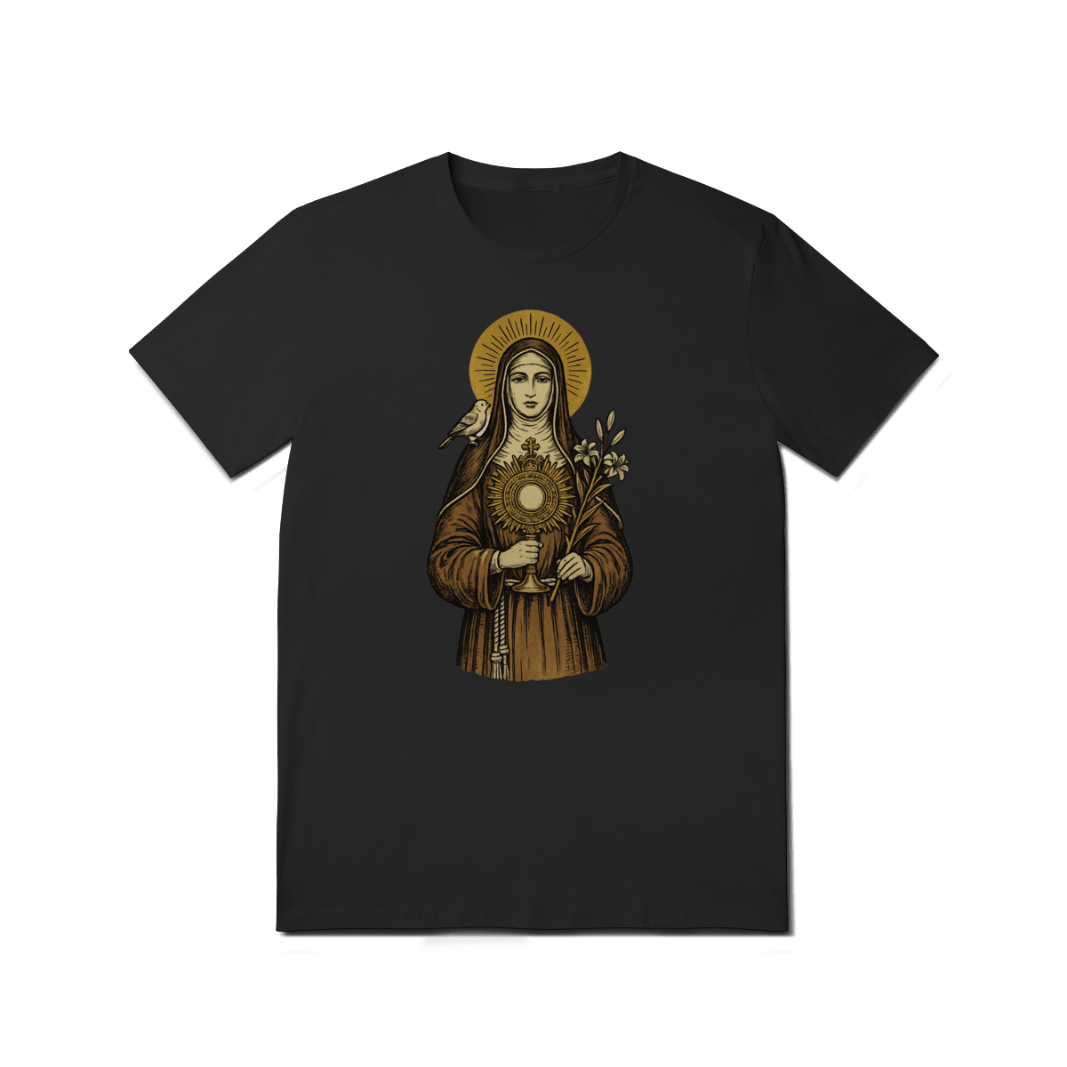 Camiseta Católica Santa Clara de Assis | Pray Style - Pray Style