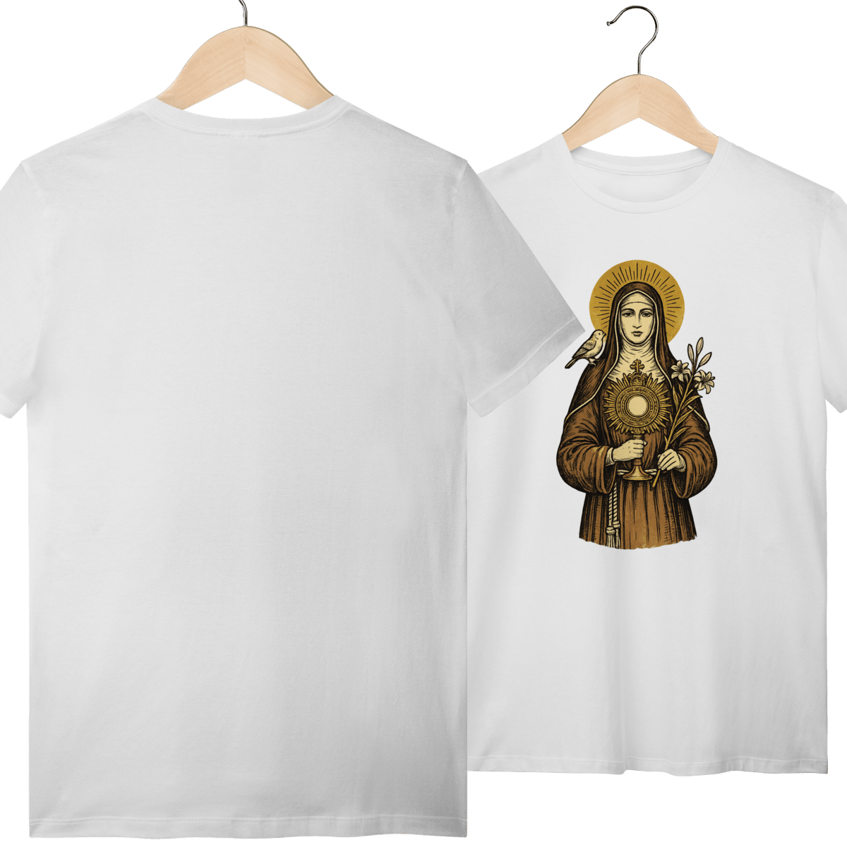 Camiseta Católica Santa Clara de Assis | Pray Style - Pray Style