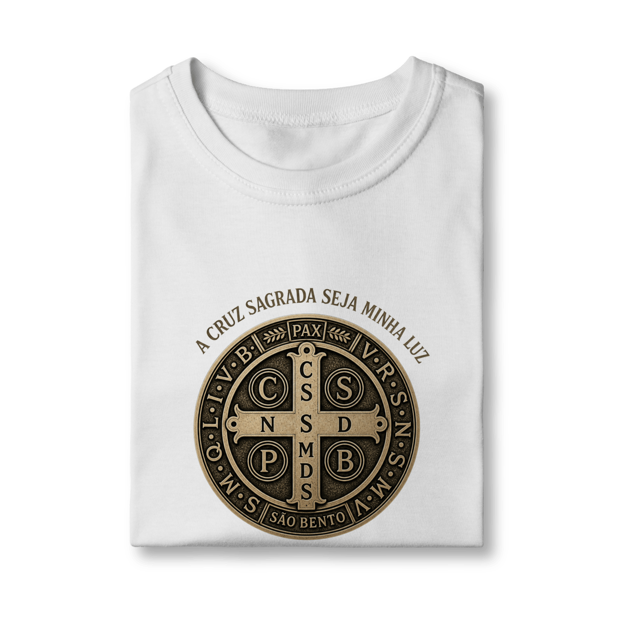 Camiseta Infantil Católica São Bento Dourada - Pray Style