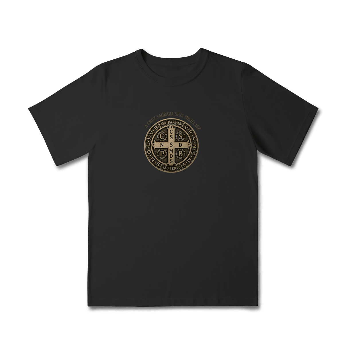 Camiseta Infantil Católica São Bento Dourada - Pray Style