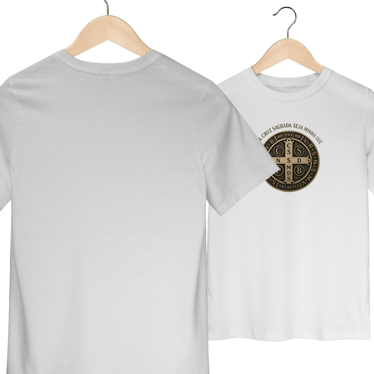 Camiseta Infantil Católica São Bento Dourada - Pray Style