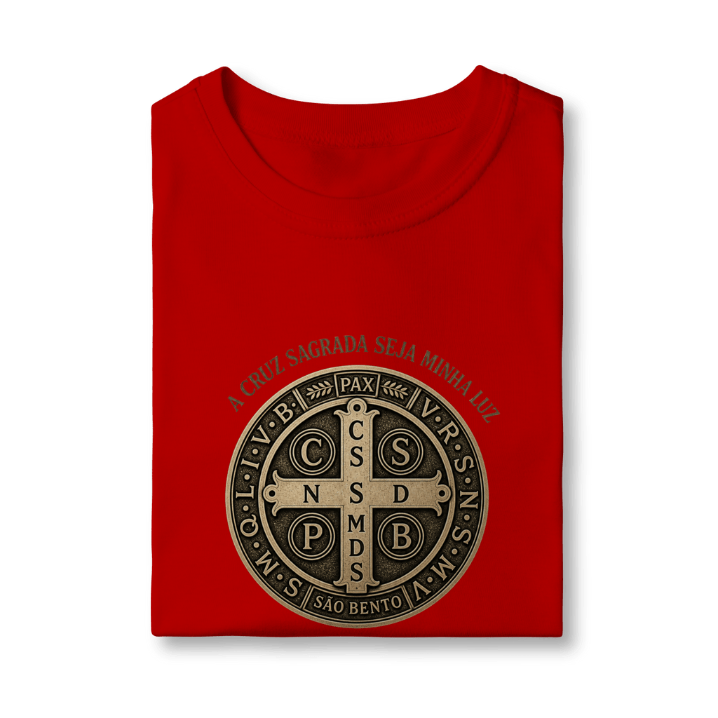 Camiseta Infantil Católica São Bento Dourada - Pray Style
