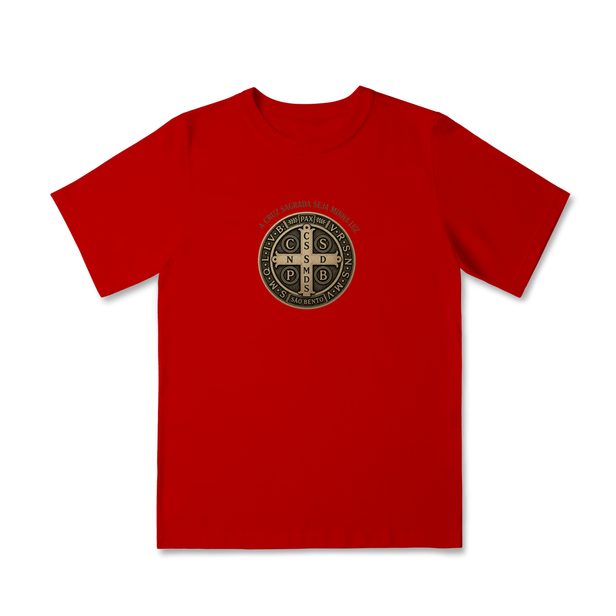 Camiseta Infantil Católica São Bento Dourada - Pray Style