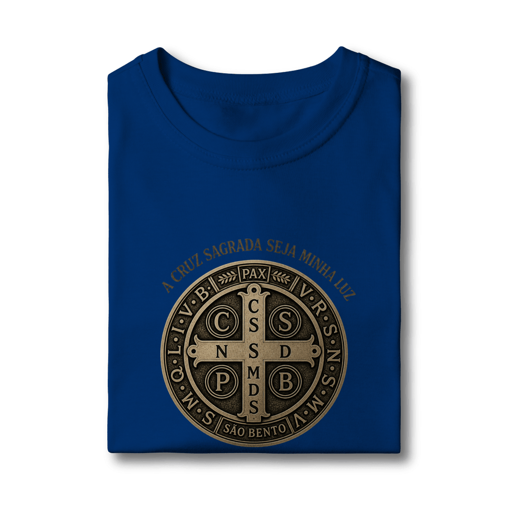 Camiseta Infantil Católica São Bento Dourada - Pray Style