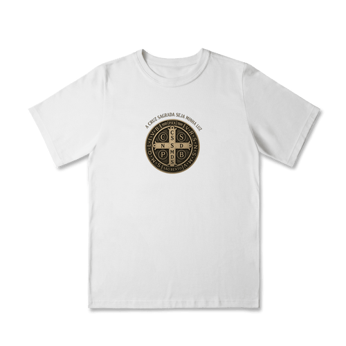 Camiseta Infantil Católica São Bento Dourada - Pray Style