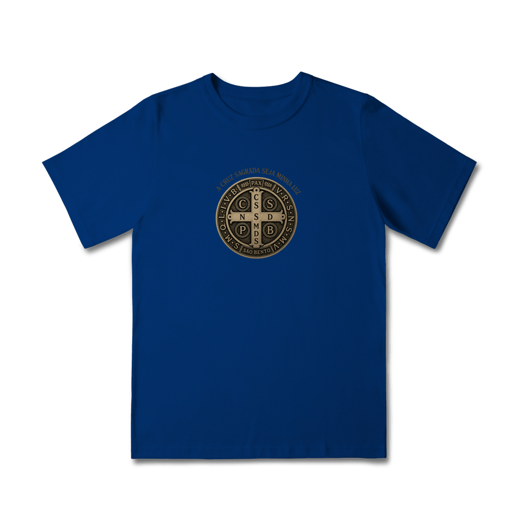 Camiseta Infantil Católica São Bento Dourada - Pray Style