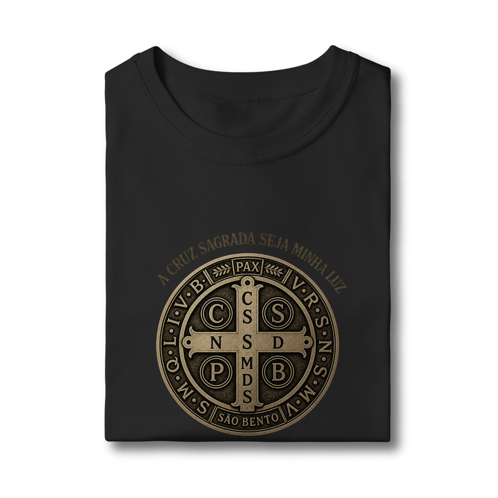 Camiseta Infantil Católica São Bento Dourada - Pray Style
