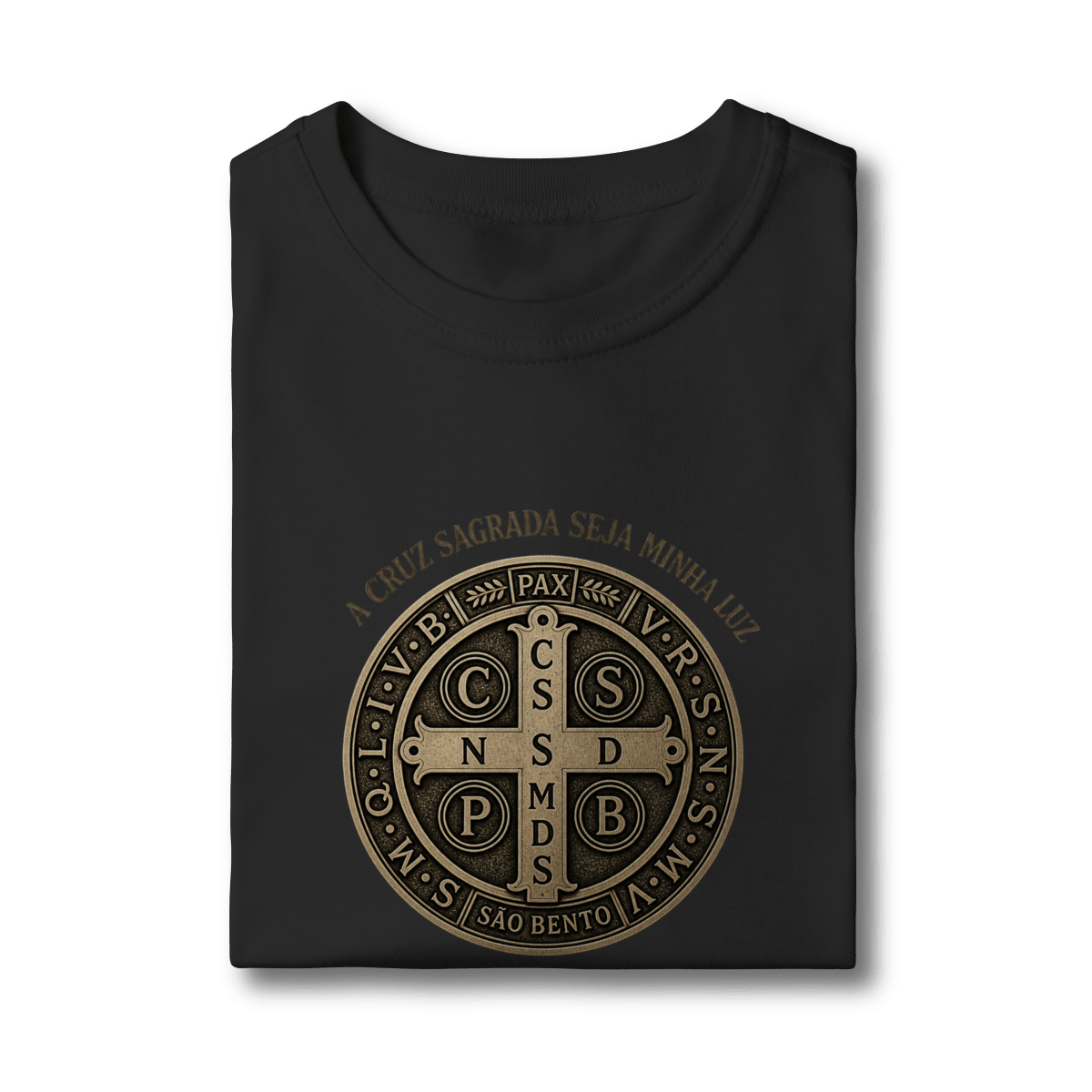 Camiseta Infantil Católica São Bento Dourada - Pray Style