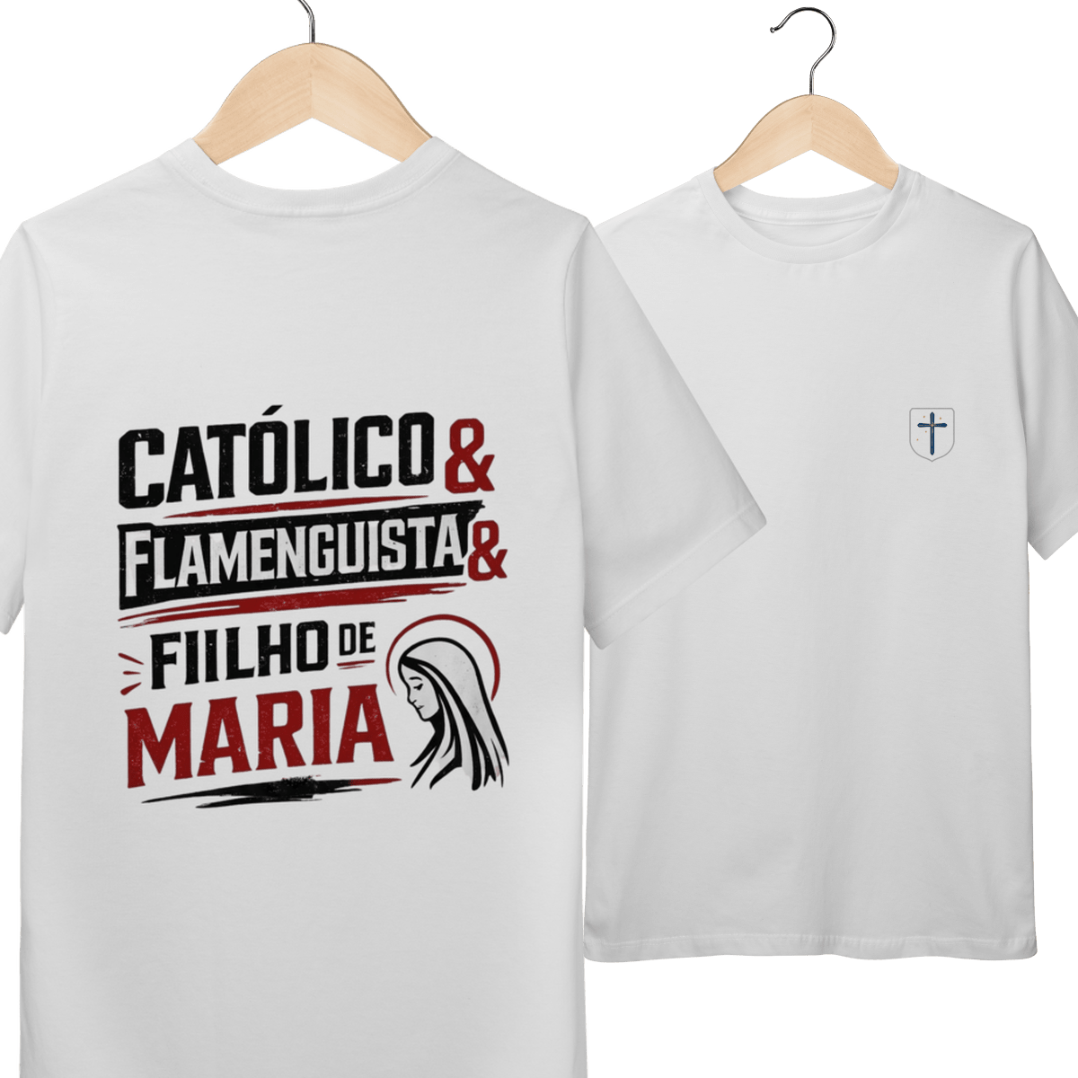 Camiseta Masculina Infantil Católico Flamenguista - Pray Style