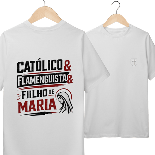 Camiseta Masculina Infantil Católico Flamenguista - Pray Style