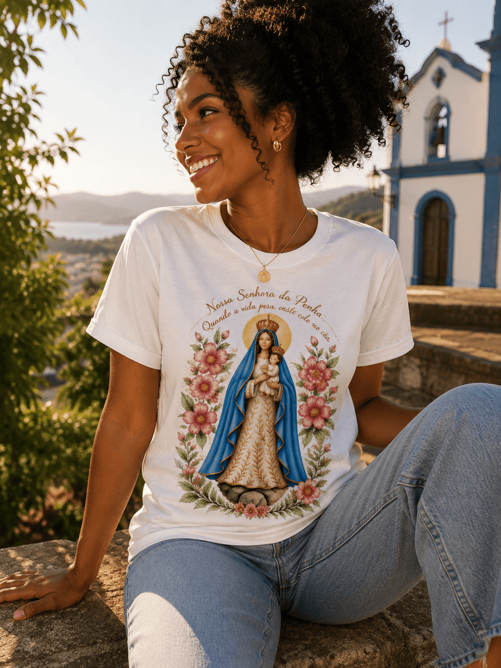 Camiseta Nossa Senhora da Penha – Devoção e Fé - Pray Style