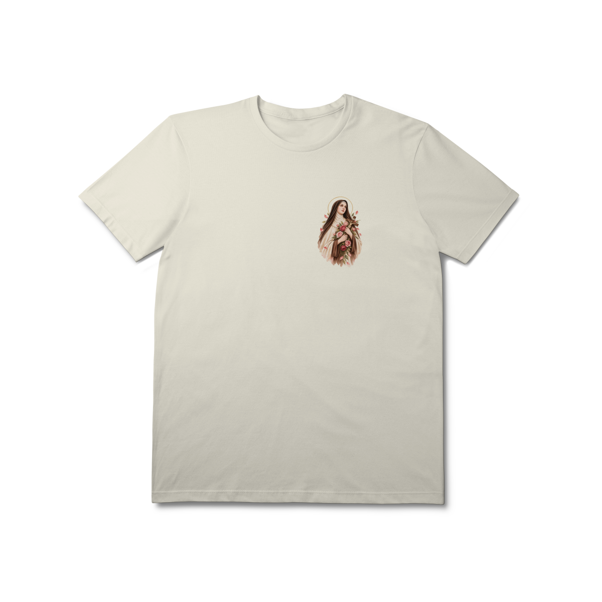 Camiseta Católica Santa Teresinha do Menino Jesus Prime | Estampa Minimalista