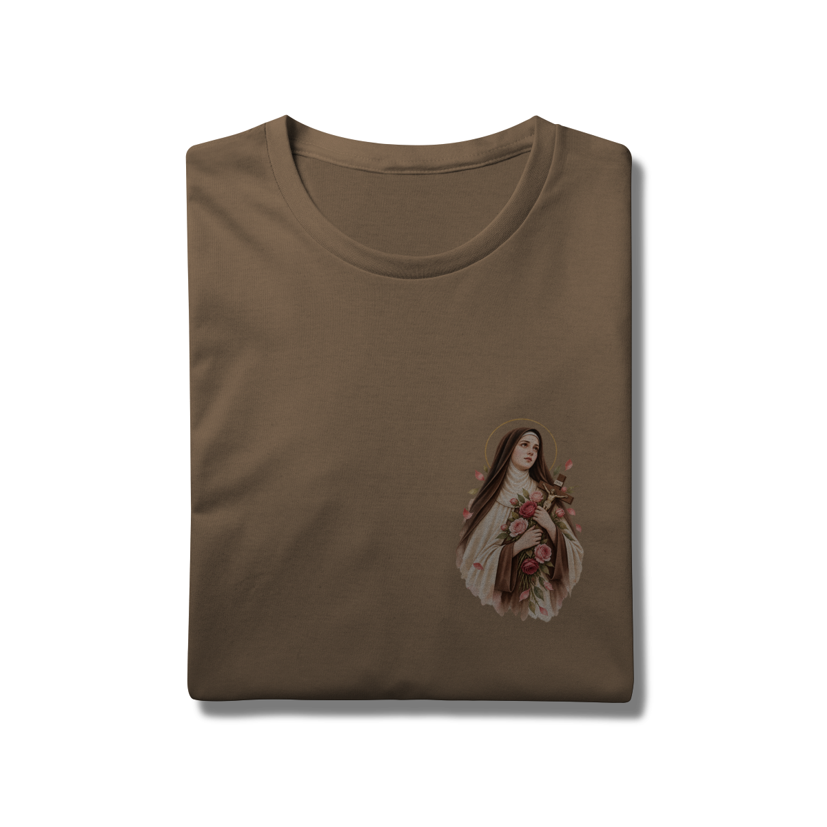 Camiseta Católica Santa Teresinha do Menino Jesus Prime | Estampa Minimalista