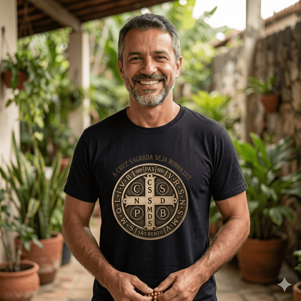 Medalha São Bento "a cruz sagrada seja minha luz" - Pray Style