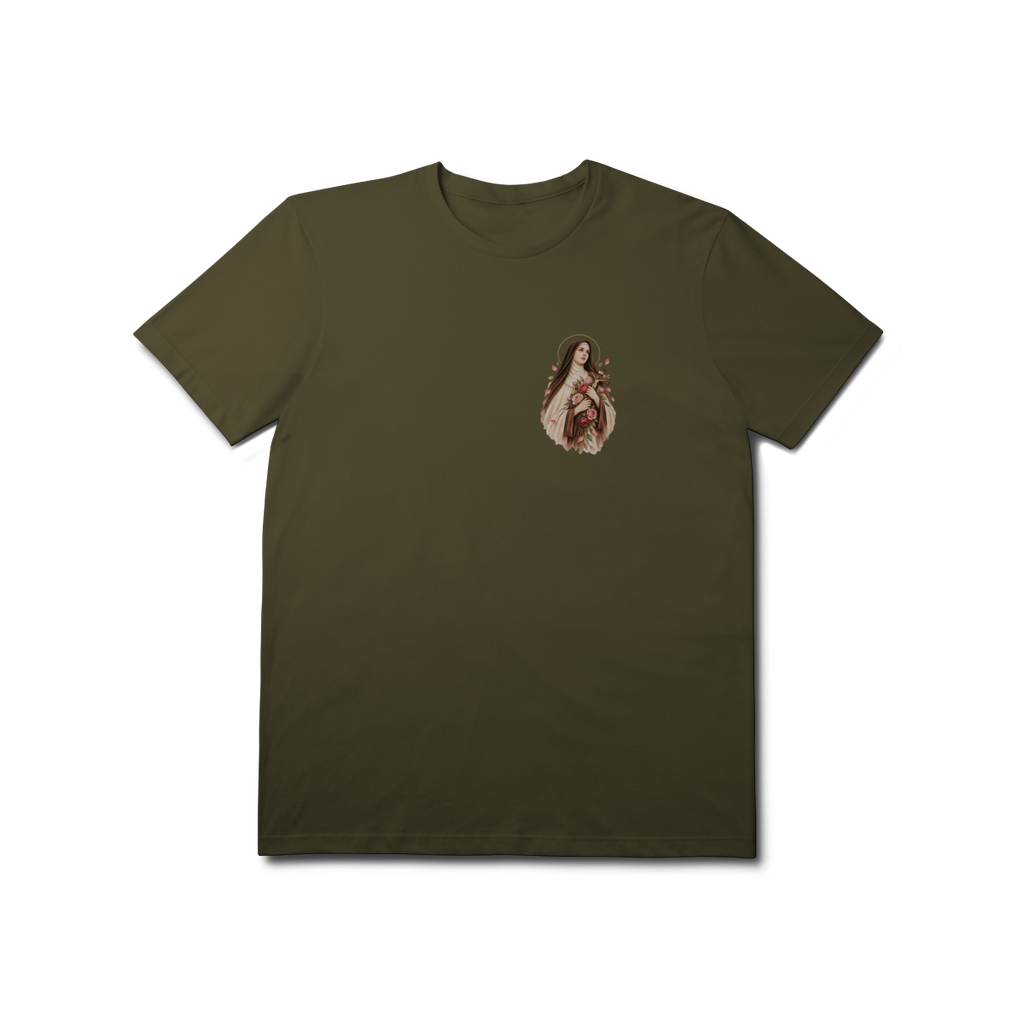 Camiseta Católica Santa Teresinha do Menino Jesus Prime | Estampa Minimalista
