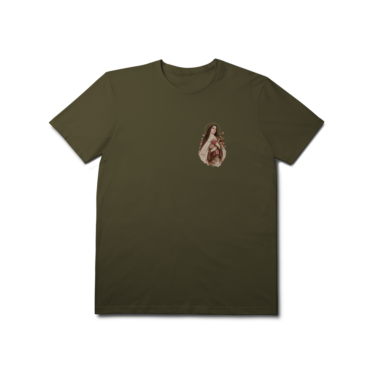 Camiseta Católica Santa Teresinha do Menino Jesus Prime | Estampa Minimalista